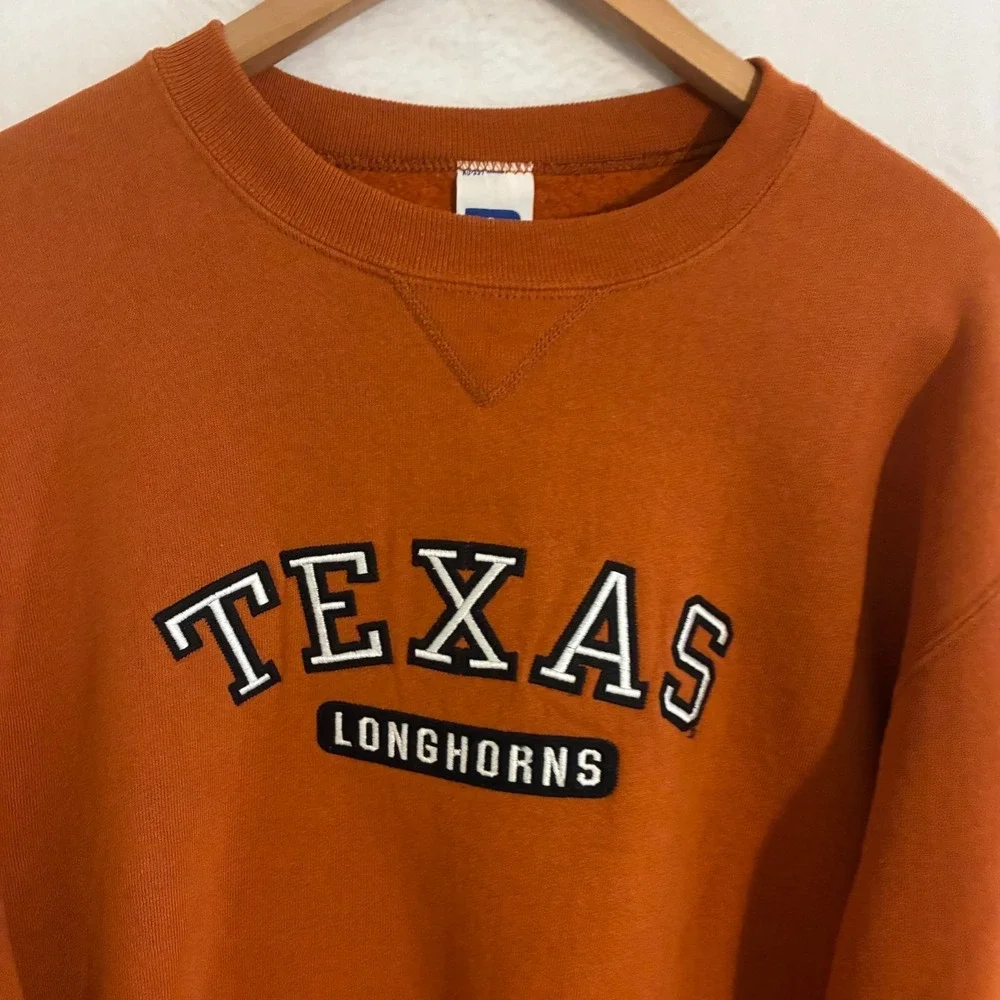 Vtg Russell Texas Longhorns Sweatshirt Adult M Crewneck Embroidered Sweater - Picture 2 of 8